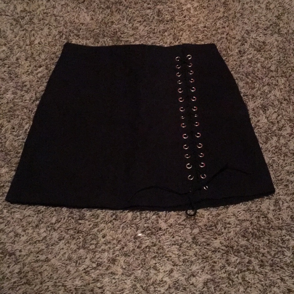 Black lace up skirt